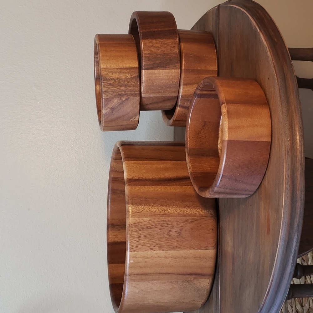 Wooden Salad Bowl and Servers Set, set of 5